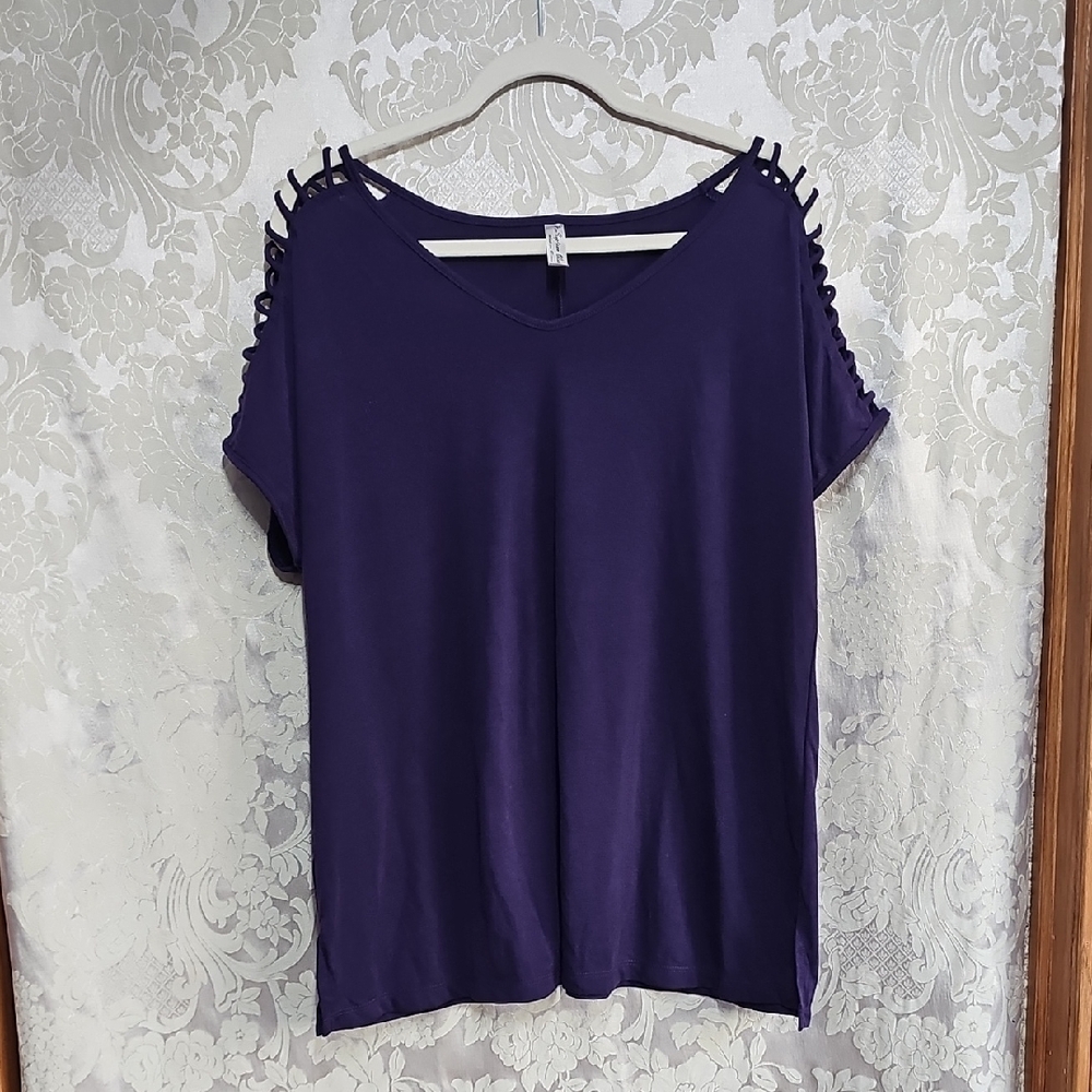 Perseption Purple Cut Out Short Sleeve Tee